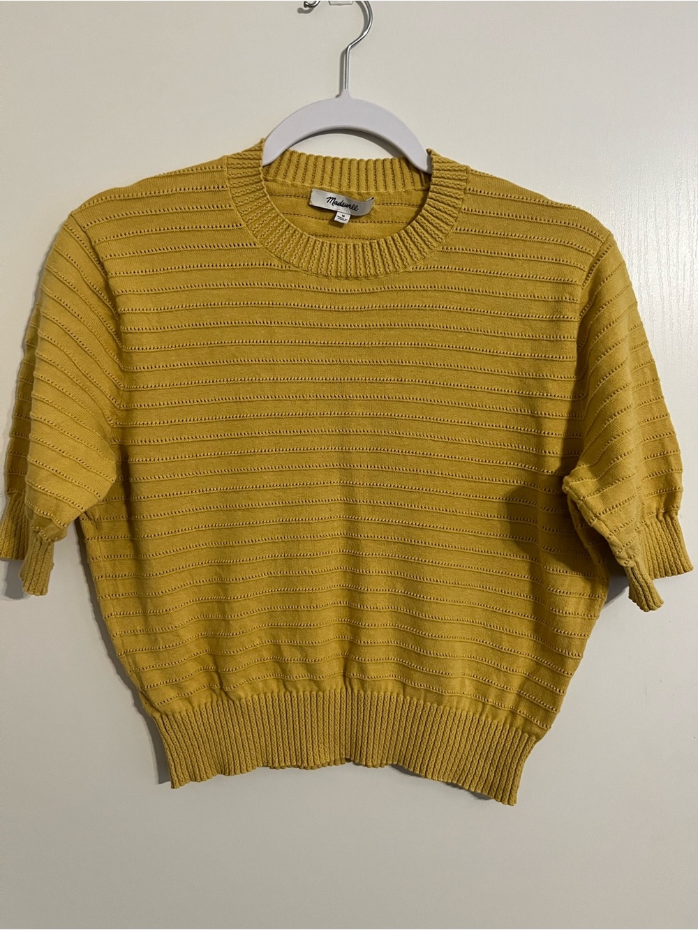 Madewell Yellow Short-Sleeve Crewneck Sweater